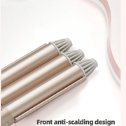 Triple Barrel Ceramic Hair Curler/Waver - 25mm - Rose Gold - FREE Sectioning Pads & Clips