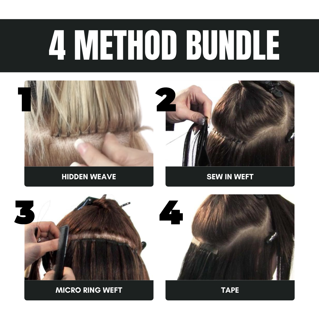 Ultimate Weave Bundle | Hidden Weave, Sew In Weft, Micro Ring Weft &amp;Tape | With Training Head | Hair | Tools