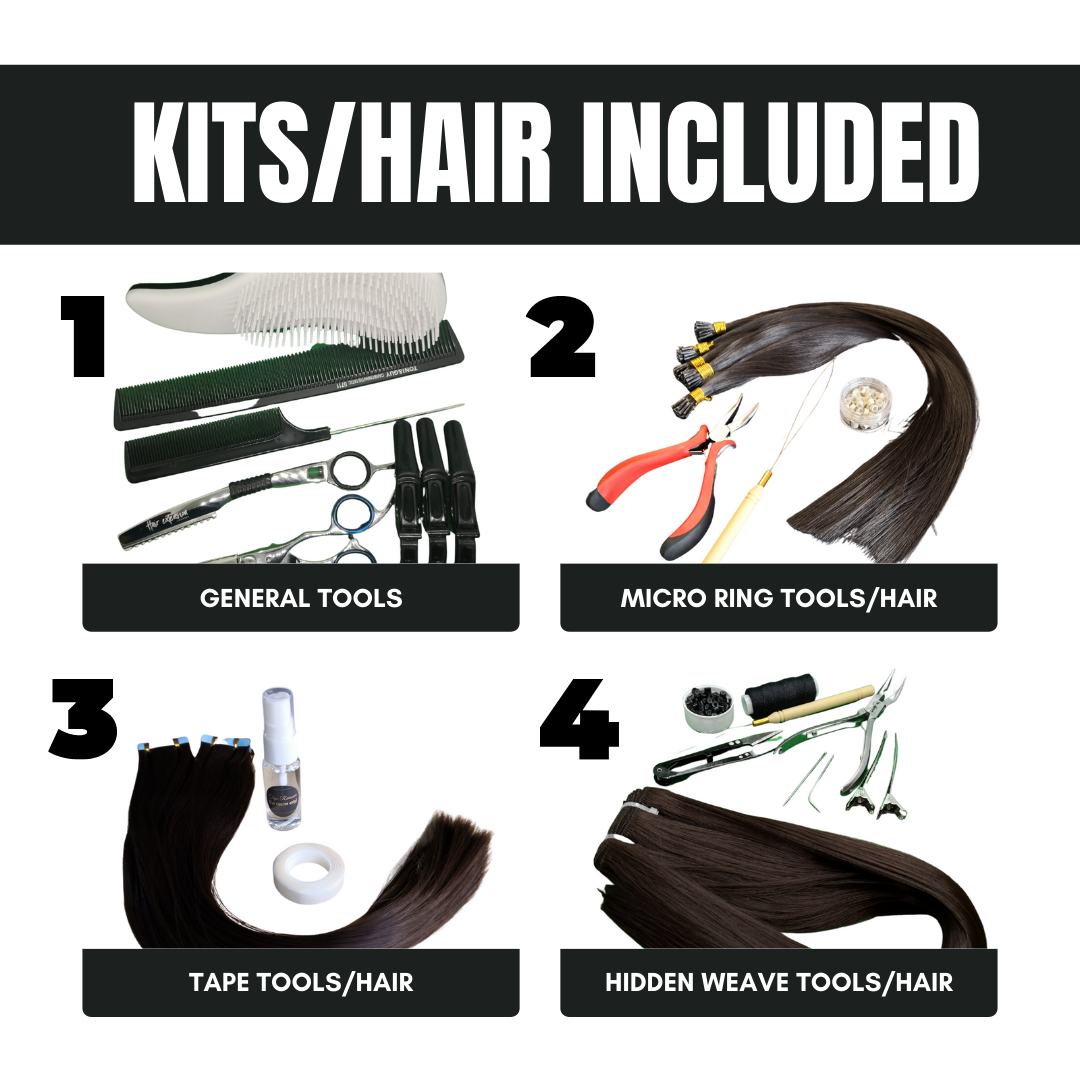 the hidden weave, tape & micro rings | with training head | hair | tools