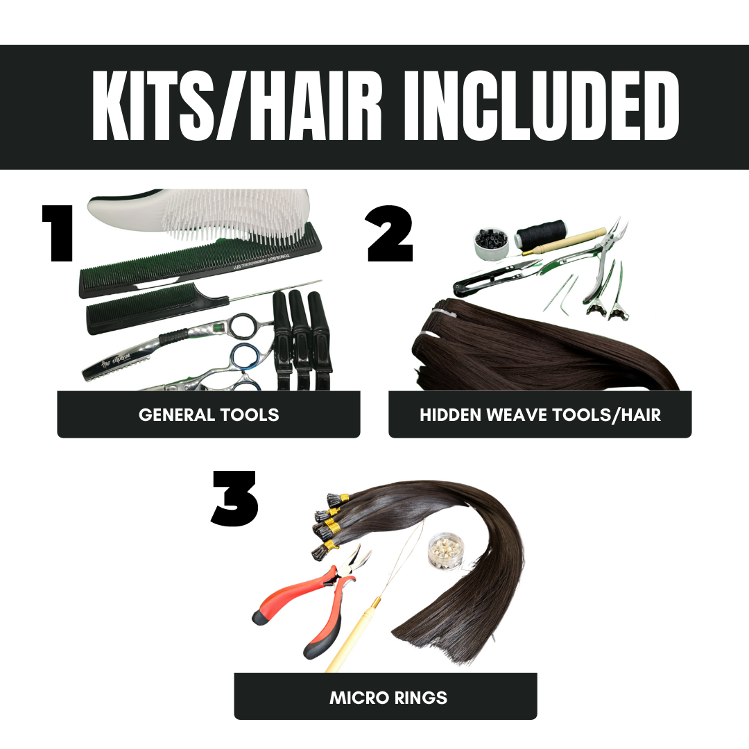 the hidden weave & micro rings | with training head | hair | tools