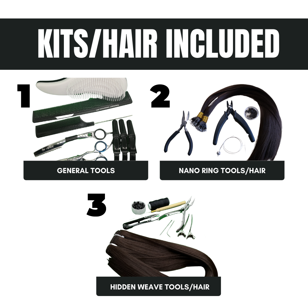 the hidden weave & nano rings | with training head | hair | tools