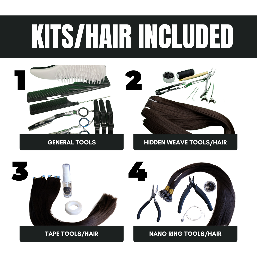tape extensions, nano rings & the hidden weave | with training head | hair | tools