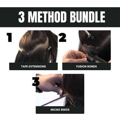 tape, fusion & micro rings | with training head | hair | tools