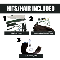 hidden weave & tape extensions | with training head | hair | tools